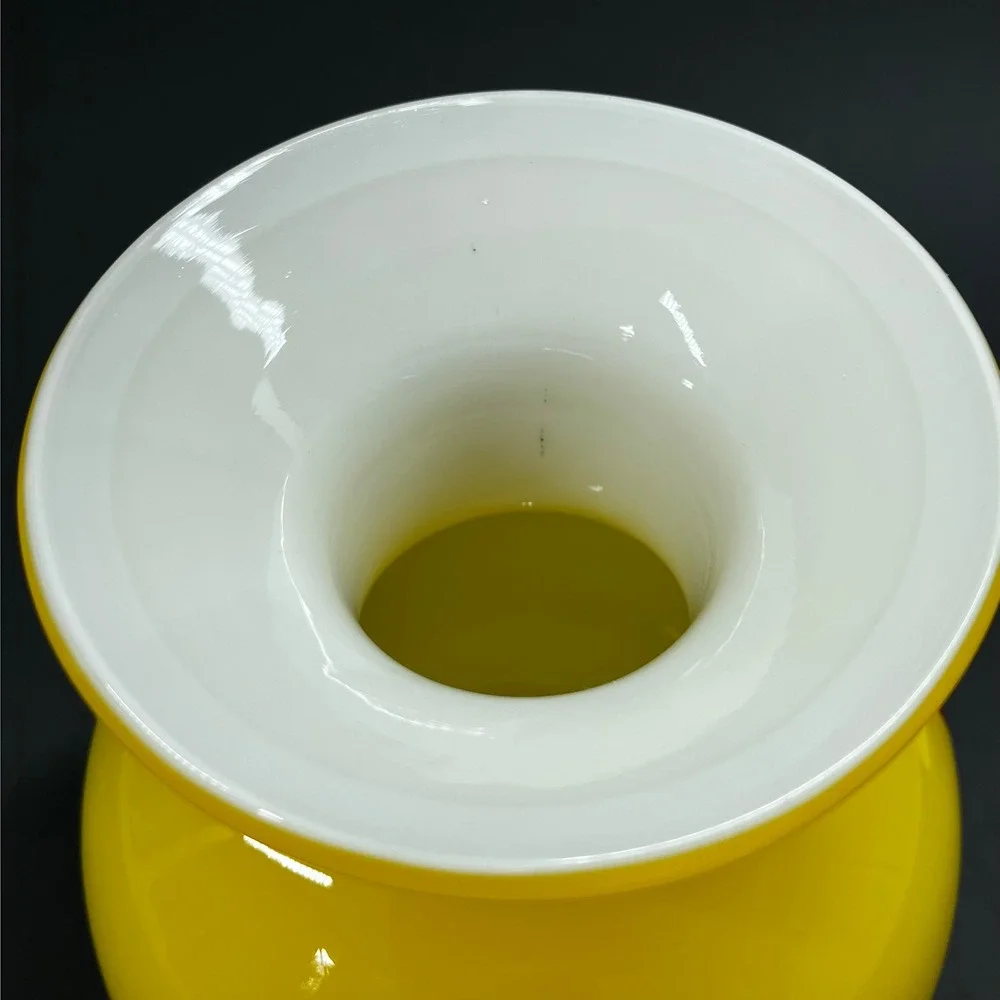 Modern Murano Style Sommerso Art Glass Vase - Yellow & Red Cased Glass 6